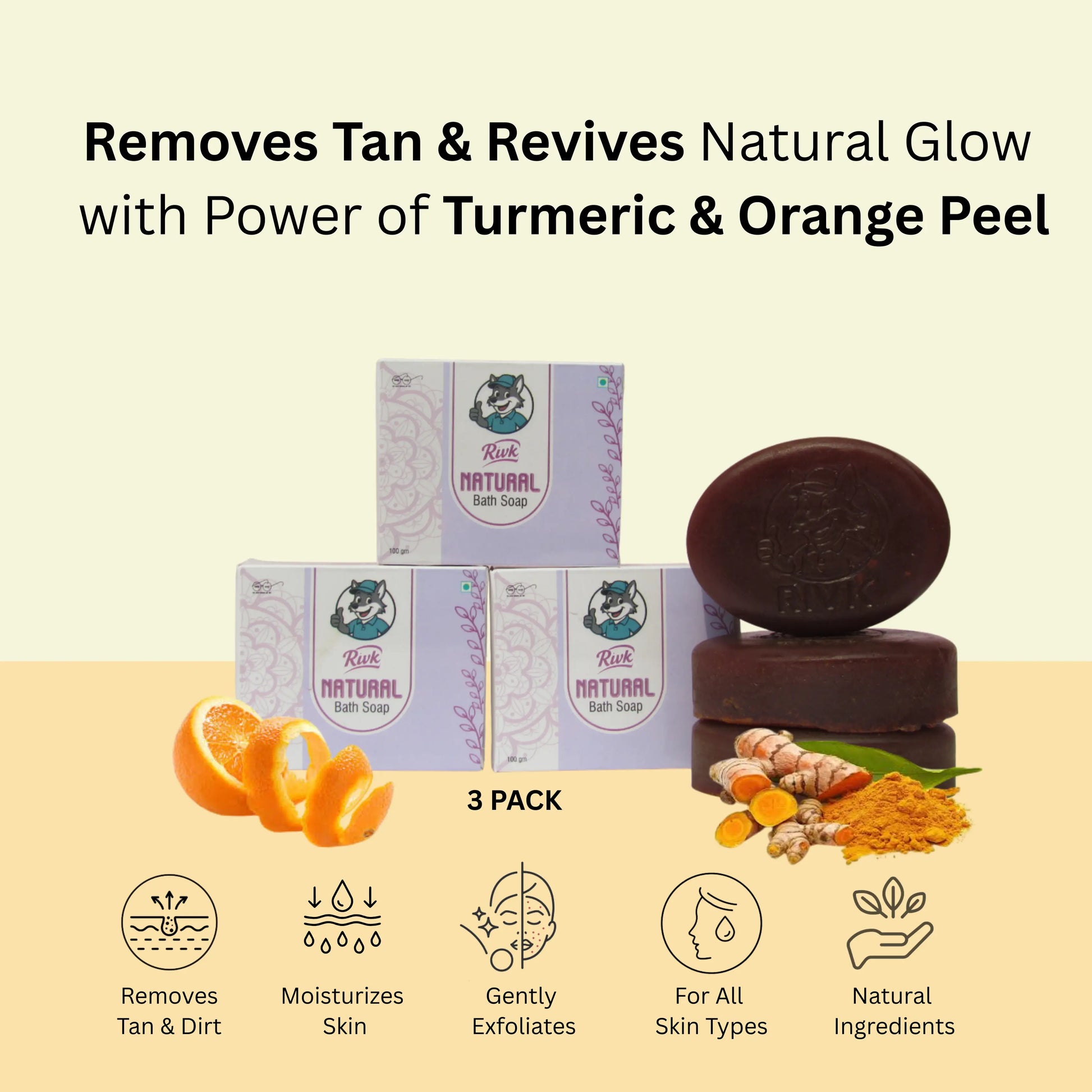 Rivk Natural Bath & De-Tan Bath Soap (Pack of 3) shri bharat das enterprises