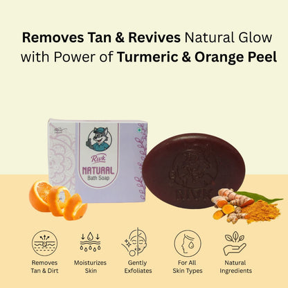 Rivk Natural De-Tan Bath Soap - Revitalizing Cleanser for Glowing Skin (1 Pack)