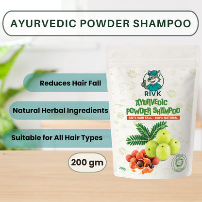 RIVK Ayurvedic Shampoo - 12 Herbal Formula for Strong Roots & Less Hair Fall, Pack of 2 (200g+200g)