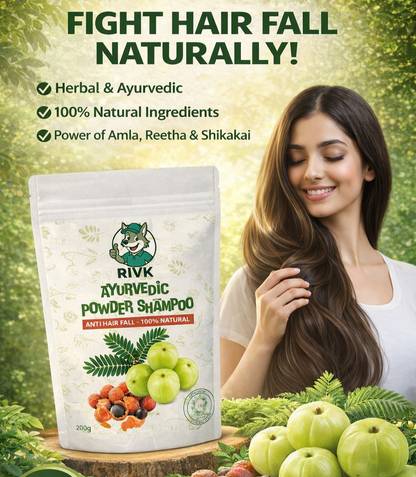 RIVK Ayurvedic Shampoo - 12 Herbal Blend for Strong Roots & Reduced Hair Fall (200g)